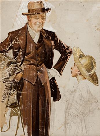 JOSEPH CHRISTIAN LEYENDECKER (1874-1951) Kuppenheimer clothing advertisement study. [ADVERTISING / MENS FASHION]